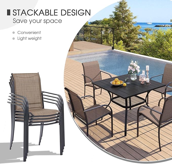 VICLLAX Patio Dining Set for 6, Outdoor Furniture Set Includes 47.2" Round - Image 2