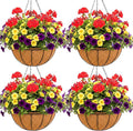 Metal 10 inch Round Planter, 4 Pack Hanging Wire Basket by JFFLYIT