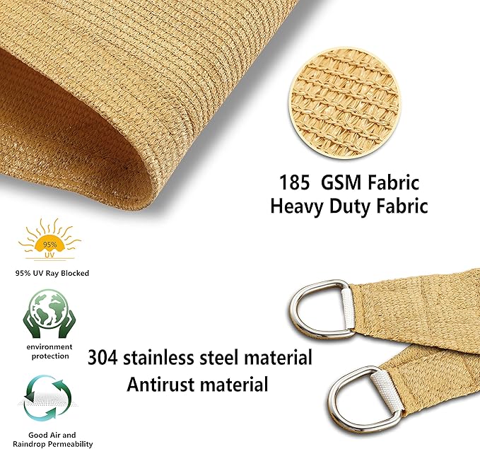 Tronssien Rectangle 16'x20' Sun Shade Sail, 95% UV Blockage Canopy Awning - Image 4