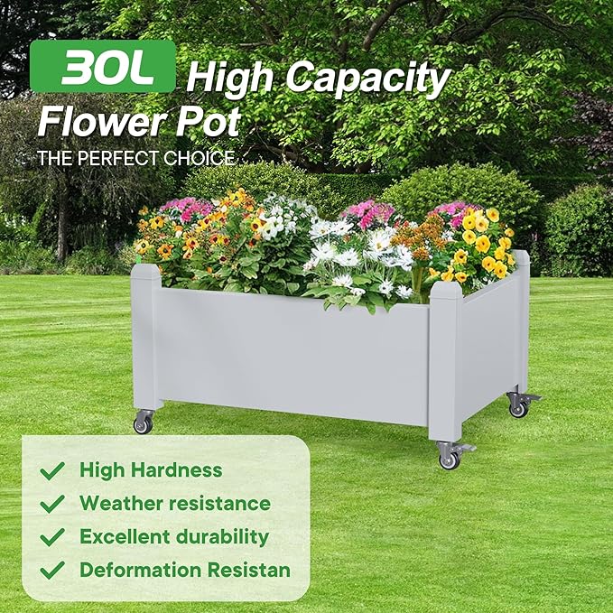 Raised Garden Bed with Wheels, 14 Gallon Self-Watering Raised Planter Box with - Image 4