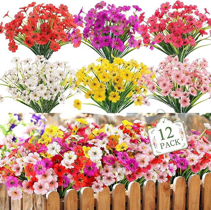 MACTING 12 Bundles Artificial Spring Flowers by MACTING