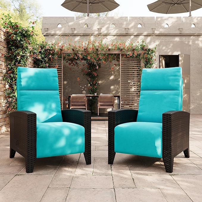 IDEALHOUSE Wicker Outdoor Recliner Reclining Patio Chairs by IDEALHOUSE