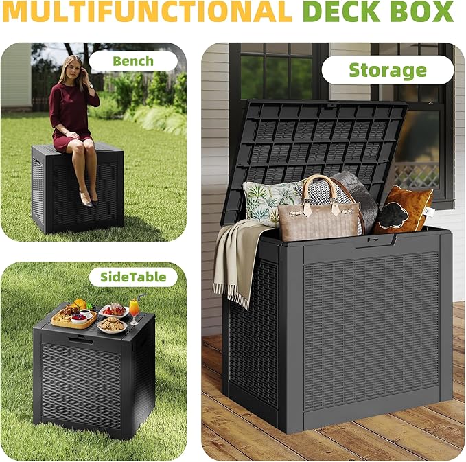 31 Gallon Outdoor Storage Box Weather Resistant UV Protection Waterproof Resin - Image 6