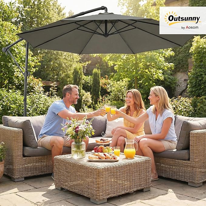 Outsunny 10 ft Offset Patio Umbrella - Image 2