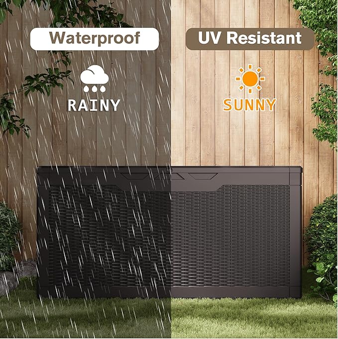 JUMMICO 100 Gallon Resin Deck Box, Waterproof Outdoor Storage Box - Image 6
