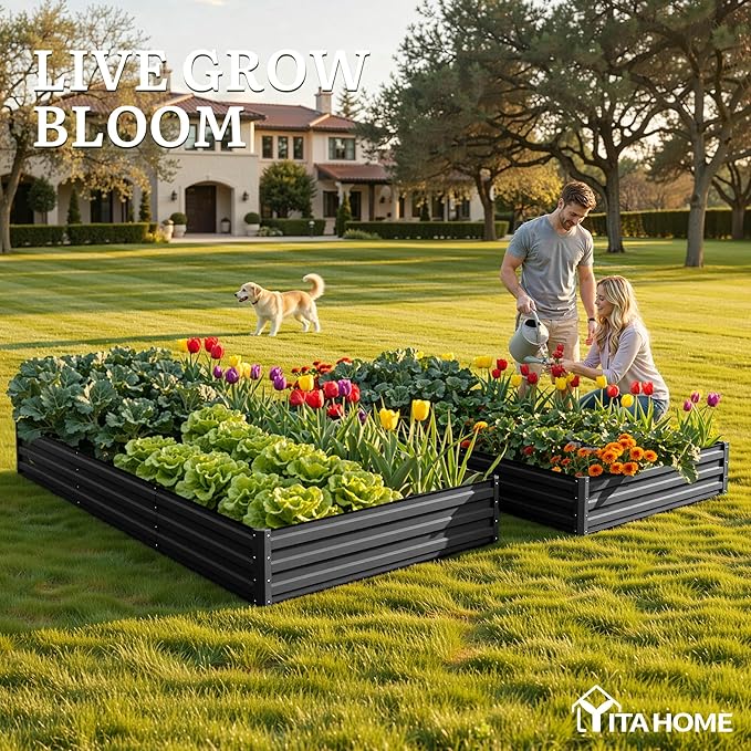 YITAHOME 8x4x1ft 2pcs Large Raised Garden Bed Kit, Galvanized Metal Planter Box - Image 3