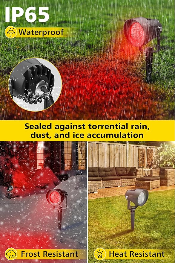 T-SUN Red Spotlight Outdoor, Waterproof LED Landscape Lighting - Image 6