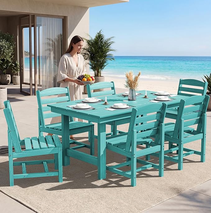 SERWALL Patio Dining Sets for 6 Person, HDPE Dining Set - Image 3