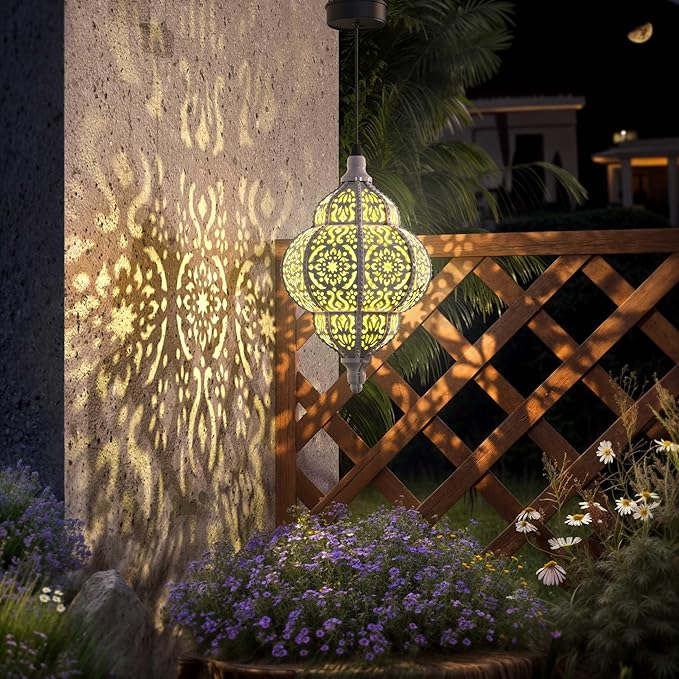 Hanging Solar Lights Outdoor Garden Decor Solar Lantern Waterproof Plastic - Image 2