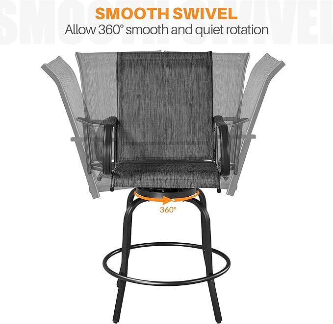 Yaheetech Patio Swivel Bar Stools Outdoor Chairs Set of 2 Outdoor High Bistro - Image 6