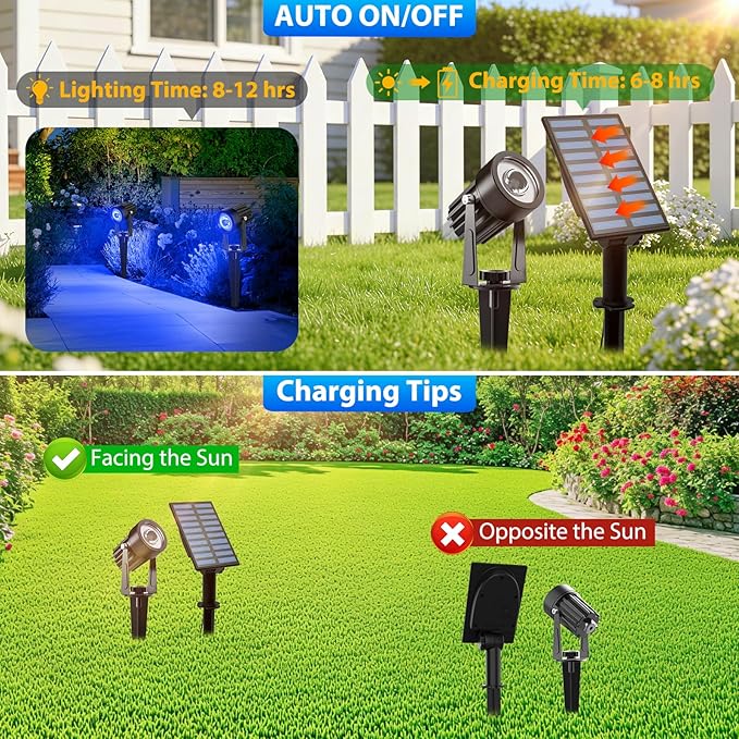 T-SUNUS Solar Spot Lights Blue Metal Outdoor Christmas Spotlights - Image 2