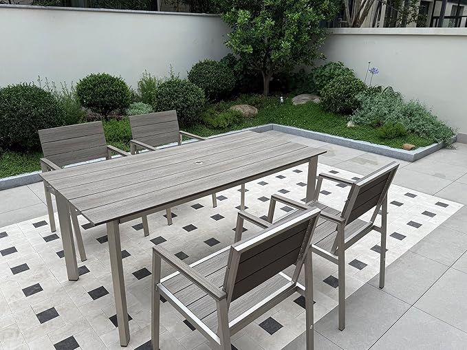 Aluminum Outdoor Dining Set for 6, Patio Table and Chairs Set - Image 8