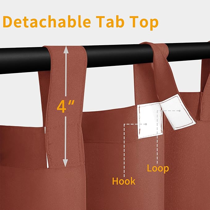 Easy-Going Outdoor Patio Curtains Detachable Tab Top Windproof Weatherproof - Image 2