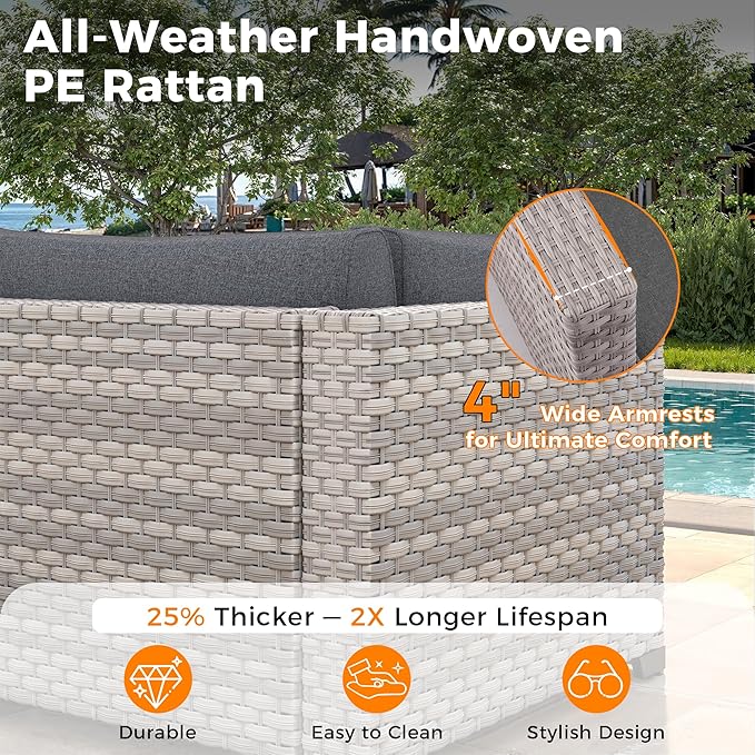 14-Seat Outdoor Wicker Patio Furniture Set - Image 4