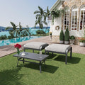 HOMREST Metal Outdoor Ottoman, 3-Piece Aluminum Footstool w/Removable Cushion by HOMREST