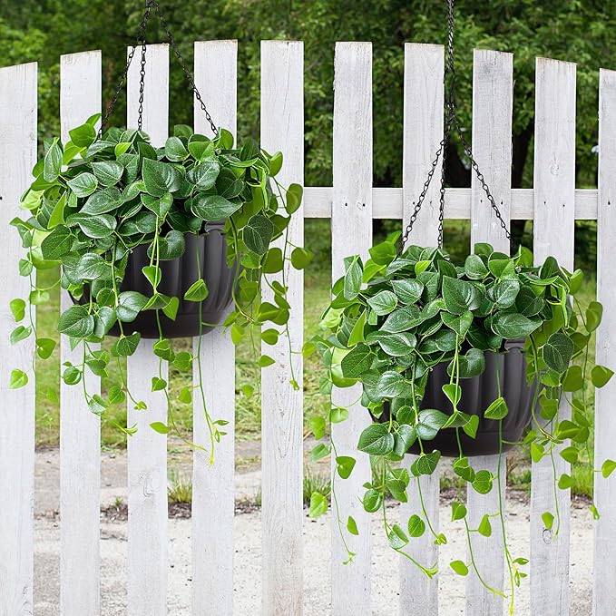 YIKUSH Planters for Outdoor Plants 2 Pack Black Plant Pots - Image 8