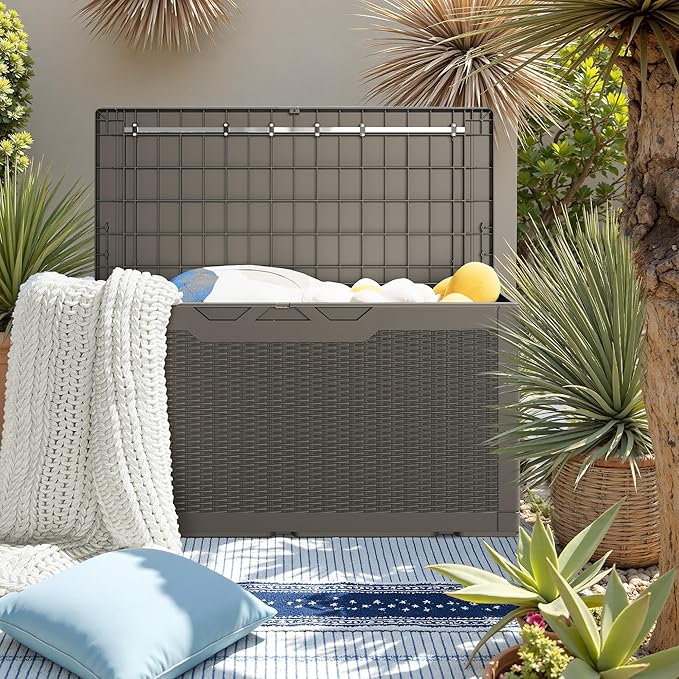 JUMMICO 100 Gallon Resin Deck Box, Waterproof Outdoor Storage Box - Image 7