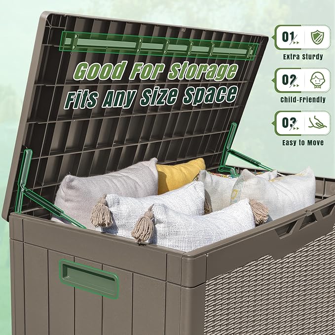 Greesum 100 Gallon Resin Deck Box Large Outdoor Storage - Image 6