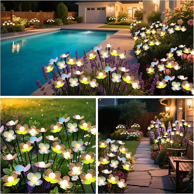 Solar Garden Lights, 6 Pack 36 LED Solar Swaying Flower Light, Waterproof - Image 5