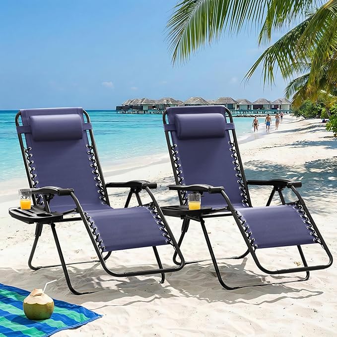 Homall Zero Gravity Chair Patio Folding Lawn Outdoor Lounge Gravity Camp - Image 6