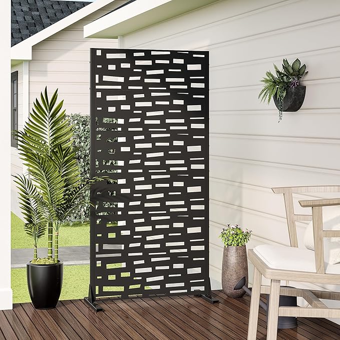 Casaphoria 72" H x 35" W Metal Outdoor Privacy Screen, Freestanding Decorative - Image 3