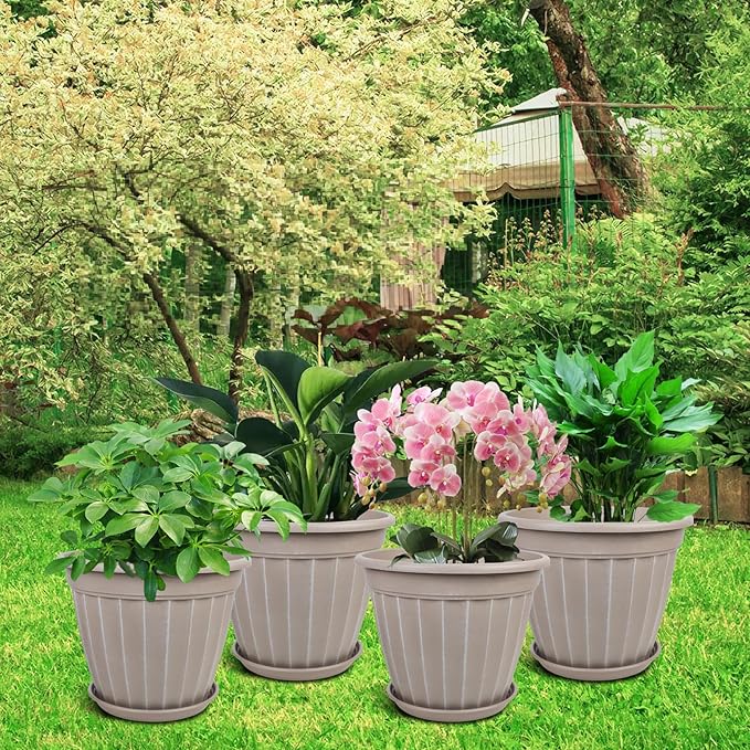 FGstyle 12 Inch Pots for Plants, 4 Pack Tall Planters, Large Flower Pots - Image 7