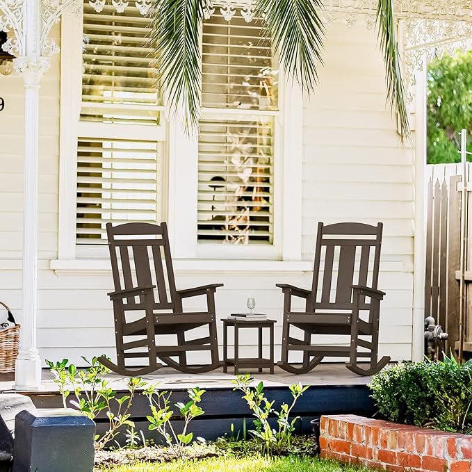 LUE BONA Outdoor Rocking Chairs Set of 2, Weather Resistant HDPS Poly Rocker - Image 5
