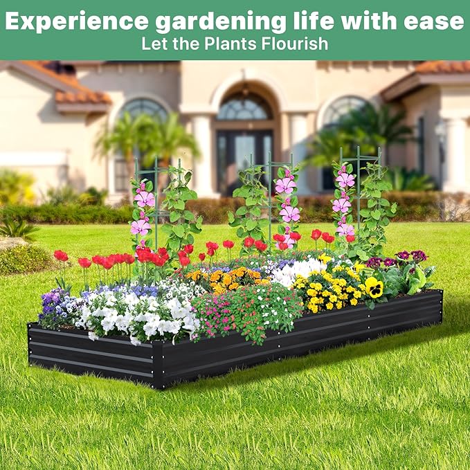 12×4×1ft Galvanized Metal Raised Garden Bed, Metal Planter Kit Box Outdoor - Image 6