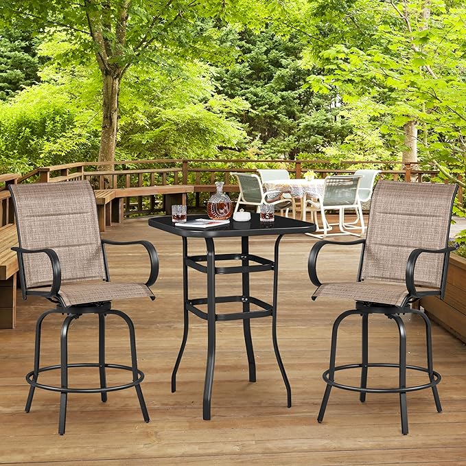 Yaheetech 6 Piece Patio Swivel Bar Stools Texteline Bistro Chairs - Image 2