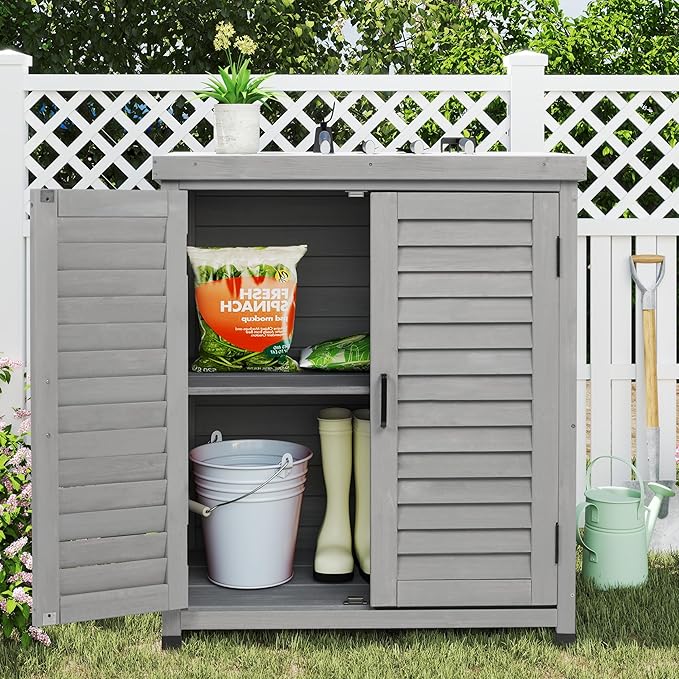 Outdoor Storage Cabinet & Potting Bench Table - Image 2