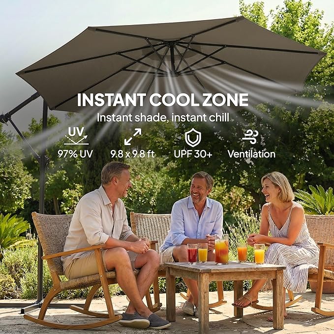 Outsunny 10 ft Offset Patio Umbrella - Image 3