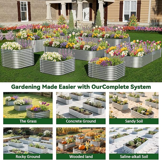 4 Pack 3x3FT Corrugated Galvanized Steel Raised Garden Bed Outdoor, Metal Above - Image 7