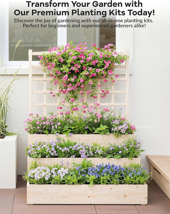 3-Tier Elevated Garden Planter, Wooden Vertical Raised Bed - Image 3