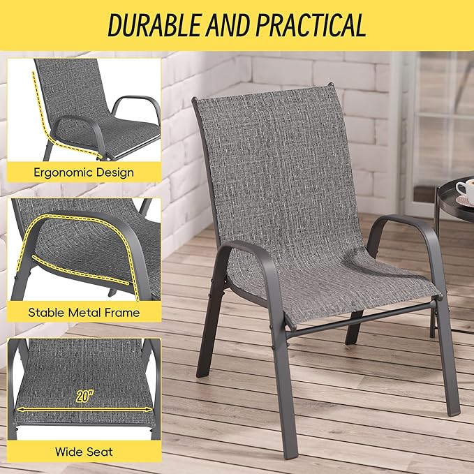 Betterhood Patio Chairs Set of 2, Stackable Outdoor Dining Chairs Set - Image 8