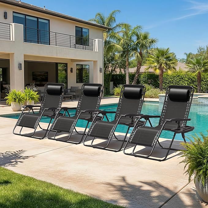 Homall Zero Gravity Chair Patio Folding Lawn Outdoor Lounge Gravity Camp - Image 2