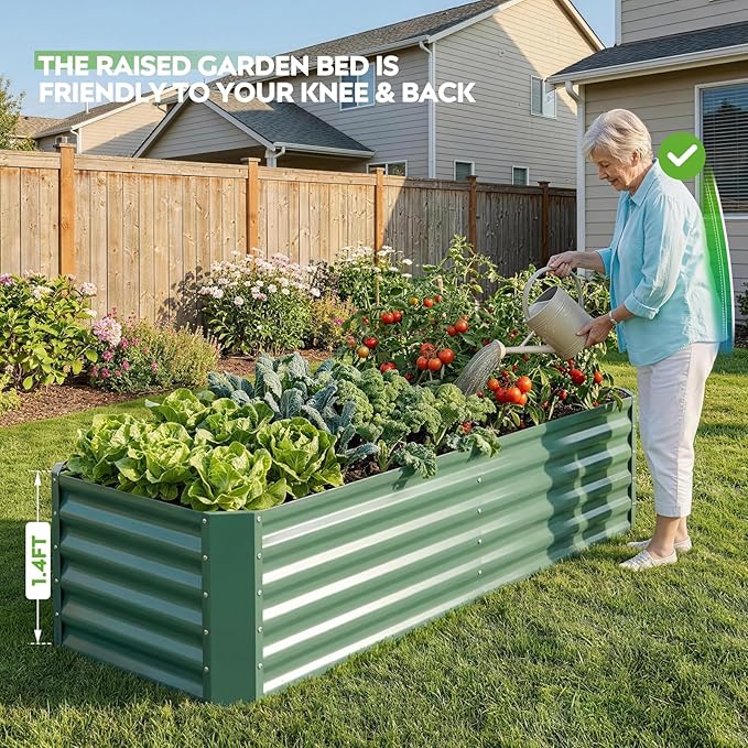 ZORMY 6×2×1.4ft Galvanized Raised Garden Bed Kit, Metal Planter Boxes Outdoor - Image 3