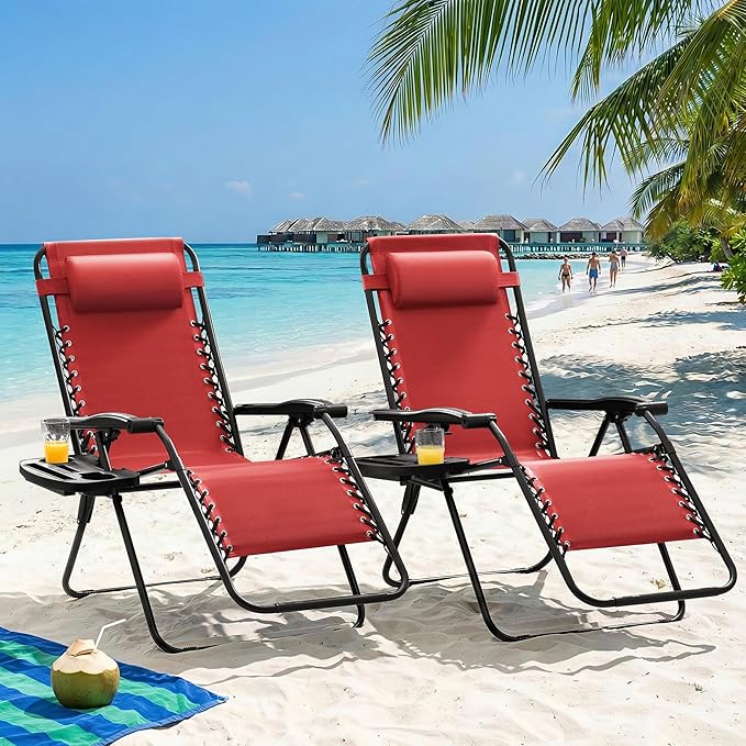 Homall Zero Gravity Chair Patio Folding Lawn Outdoor Lounge Gravity Camp - Image 2