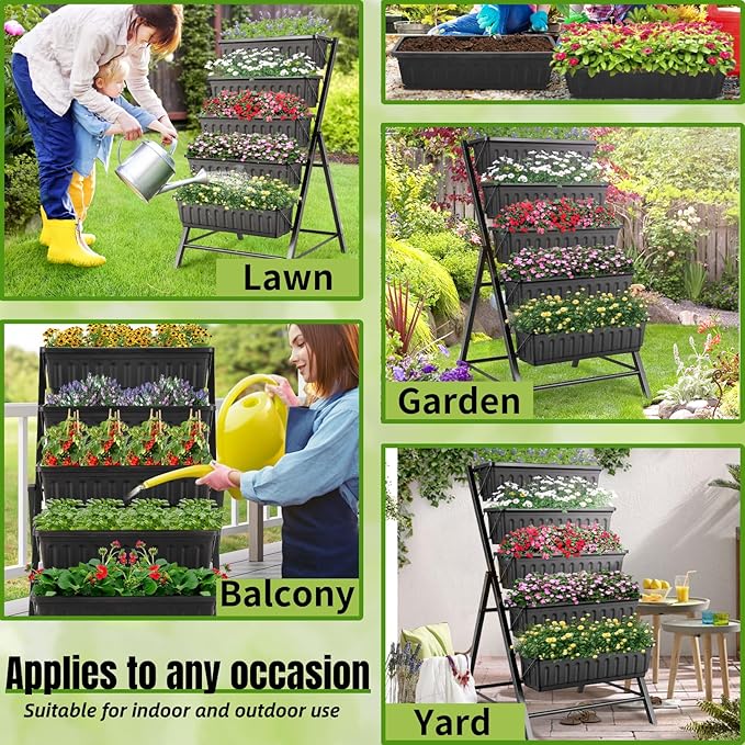 Homdox 3.74FT Vertical Garden Bed, 5 Tiers Vertical Raised Garden Planter - Image 6