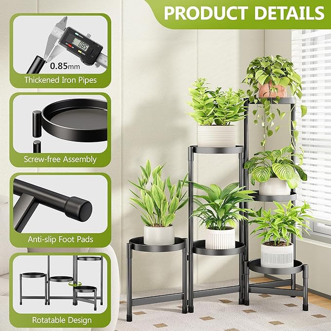 6 Tier Plant Stand Indoor, Tiered Plant Stand Outdoor - Image 5
