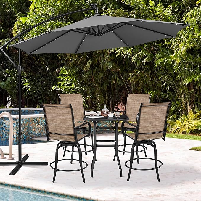 Yaheetech Patio Swivel Barstools Outdoor Chairs Set of 4, High Bistro Stools - Image 2