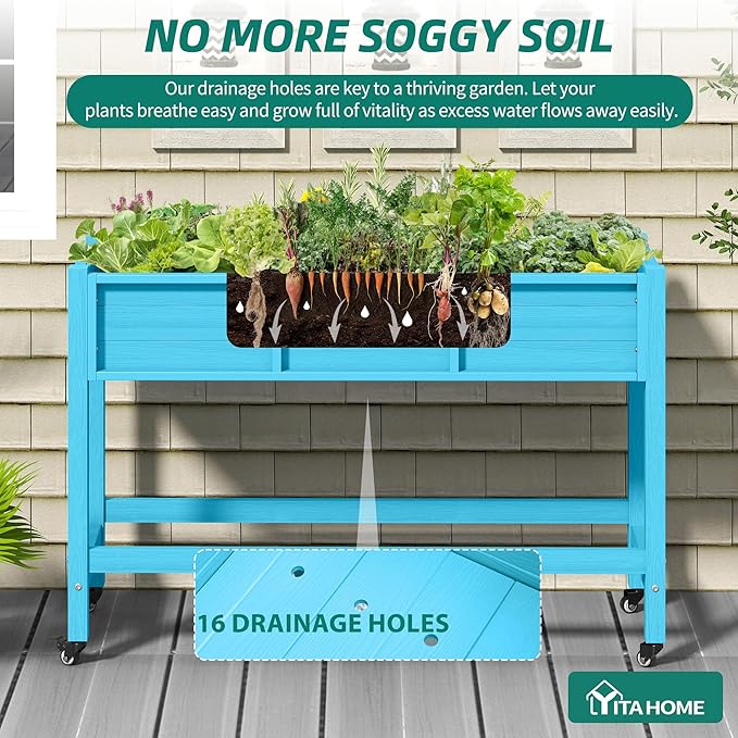 YITAHOME Raised Garden Bed HDPE, Aruba Blue - Image 2