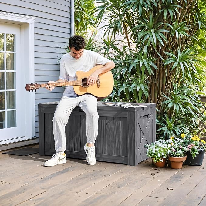 Greesum 120 Gallon Deck Box, Resin Outdoor Storage Container - Image 3