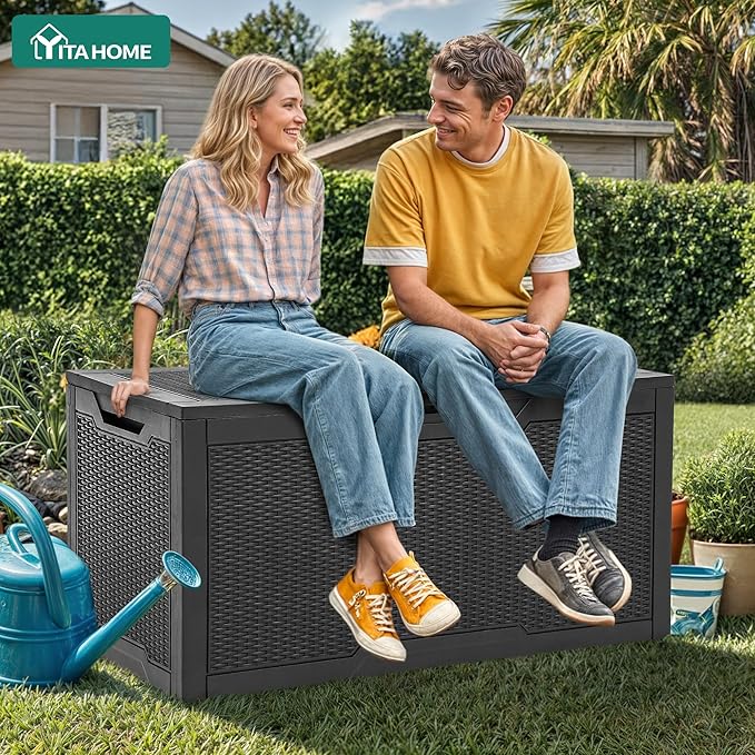 YITAHOME 100 Gallon Resin Deck Box, Weather Resistant Outdoor Storage Box - Image 2