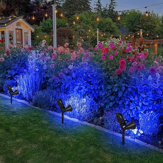 T-SUN Blue Solar Spotlights, Outdoor Waterproof Auto ON/Off Adjustable Garden - Image 8