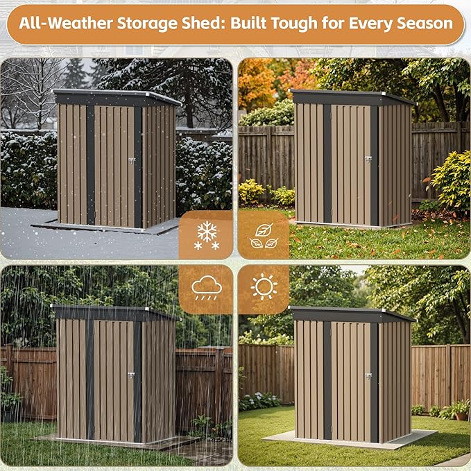 Greesum 5×3FT Outdoor Storage Shed, Metal Patio Storaged Sheds - Image 3