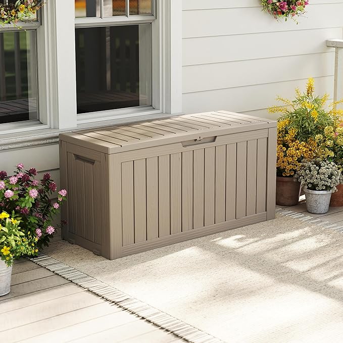 EasyUp 85 Gallon Outdoor Storage Box, Resin Waterproof UV-Resistant Deck Box - Image 7