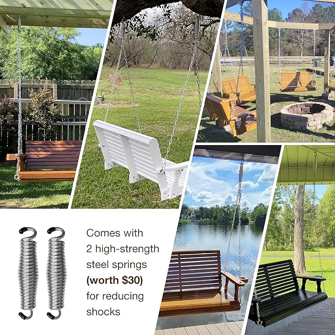 Wooden Porch Swing 2-Seater, Bench Swing - Image 6