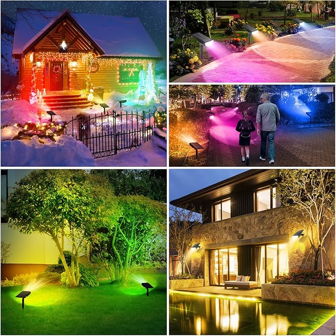 Solar Color Changing Spot Lights Outdoor, 9 Lighting Modes Solar Powered - Image 7