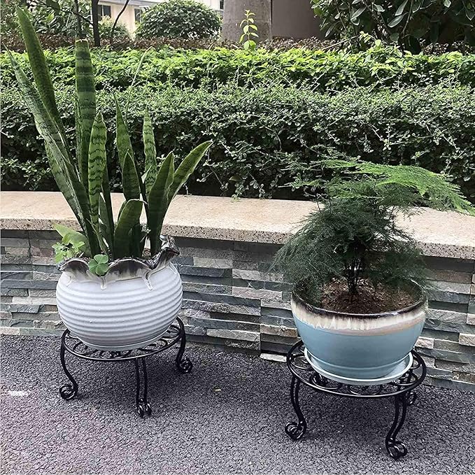 Metal Outdoor Plant Stand 11.8IN Diameter Heavy Duty Plant Pot Stands - Image 5