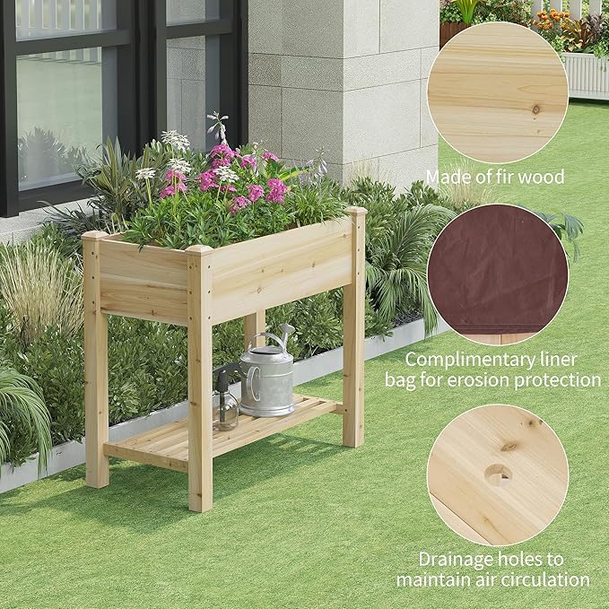 FILWH Raised Garden Bed with Legs Elevated Wooden Planter Box Stand Large - Image 4